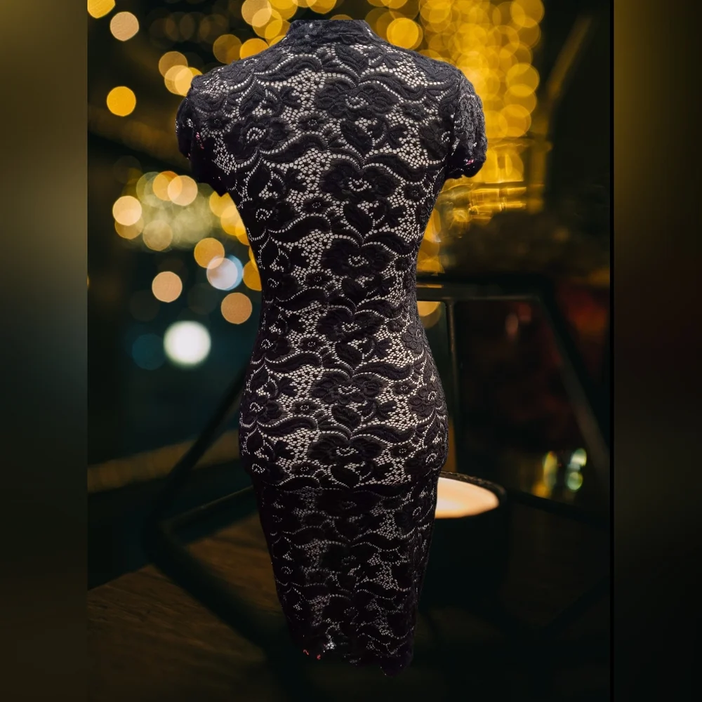 Elegant Lace Black  Dress - Picture 2 of 2